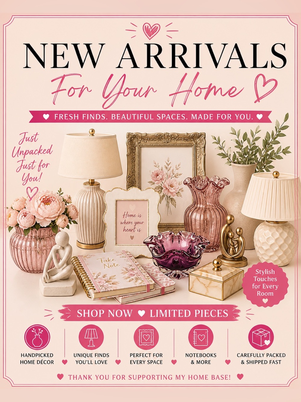 New Arrivals sign